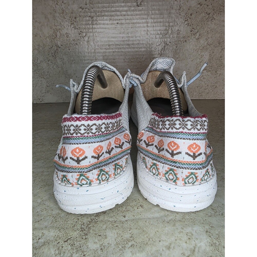 Hey Dude Wendy White Aztec Loafers Women Sz 10 Casual Comfort Active Boho Shoes - Picture 3 of 8